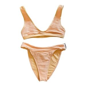 Revel Rey Francis Top/Elliott Bottom Bikini in Peach Pleat NWT